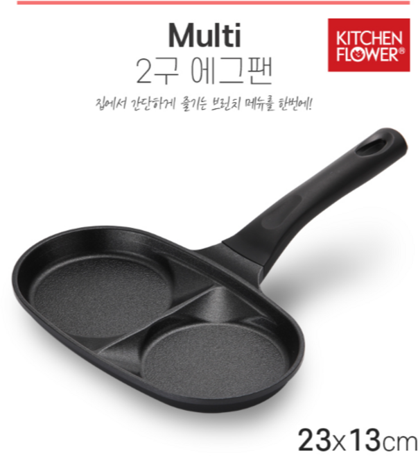 키친플라워 2구 계란후라이팬 에그팬 팬케이크 에그프라이, 1개, 23cm, 코팅 에그팬 2구
