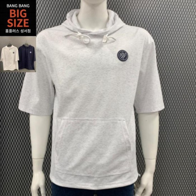 빅사이즈 HC04 봄남성레터링 얇은후드반팔티 BTL138