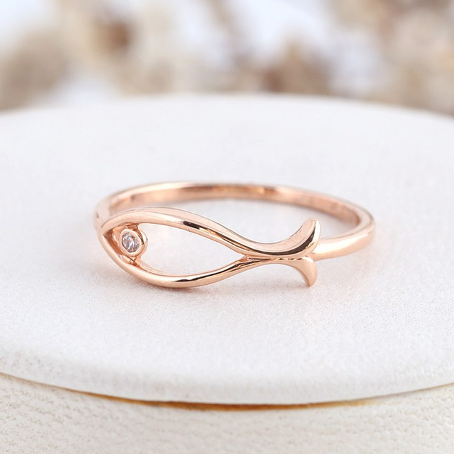 이끌레 심플 데일리 물고기 14k18k반지 여성골드/로즈골드 반지