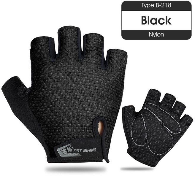 WEST BIKING-여름 충격 방지 사이클링 장갑 두꺼운 패드 하프 핑거 스포츠 하이킹 MTB 오토바이 자전거 장갑