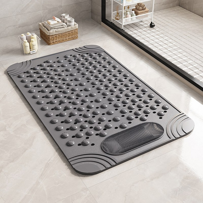 루무 욕실 미끄럼 방지 매트 PVC 샤워실 화장실 목욕 마사지 패드, 1개, 그레이