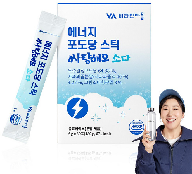 비타민마을 에너지 포도당 스틱 싸랑해요 소다 30p, 180g, 1개