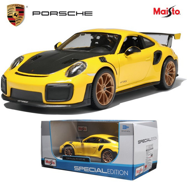 마이스토 1:24 포르쉐 911 GT2 RS 자동차장난감 키덜트 피규어 다이캐스트 모형차, 1개