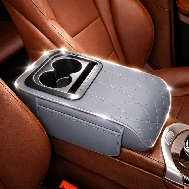 모토녹스 롱바디형 자동차 콘솔박스 팔걸이 쿠션 컵홀더, 1개, 모던 그레이