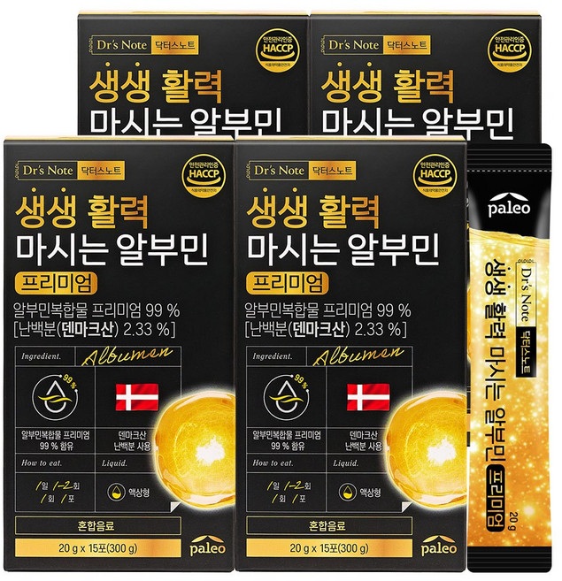 팔레오 닥터스노트 생생 활력 마시는 알부민 프리미엄, 20g, 60개