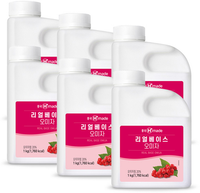 흥국에프앤비 흥국 맘스리얼베이스 오미자 1KG 1개 에이드 원액, 1L, 6개