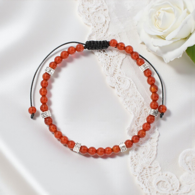 흑요석 팔찌 화기운 레이어드 우정 원석 2종 행운 카넬리안 팔찌