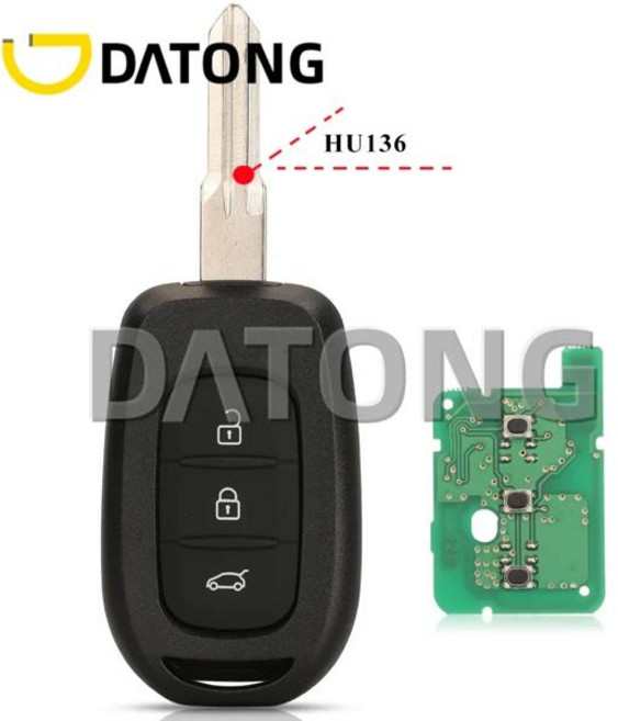 CHANKey 3NTN 자동차 리모컨 키 433MHz 4A PCF7961M 르노 심볼 로건 산데로 다치아 로지 도커 더스터 VAC102 HU136te용, [07] HU136, [01] hole Place on back
