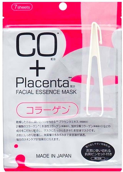 CO+ Placenta 胎盤素膠原蛋白保濕面膜 7枚入, 1個, 1入