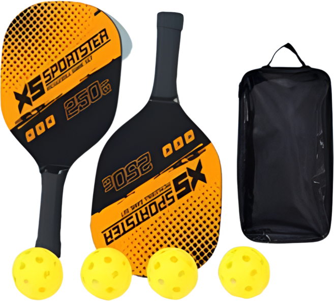 슬로우테라스 피클볼 입문 풀패키지 라켓 2개입 세트 (실내외 공 4구 + 가방 포함) 경량 초보자용 패들, 1세트, 옐로우