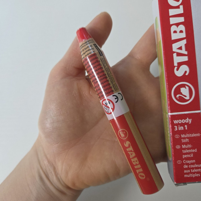 스타빌로 우디색연필 레드 어린이색연필 미니점보색연필 STABILO WOODY, 1개, 1개