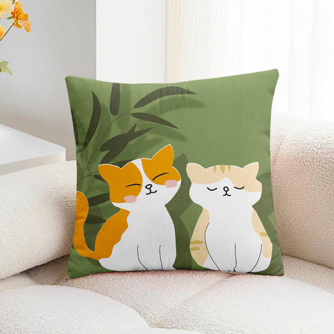 더캣 커플냥양면쿠션 솜포함쿠션 쇼파등쿠션 커버 거실 등받이 빵빵한쿠션, 639