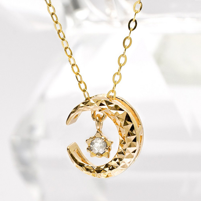 주리에떼 여성용 14K/18K 체인+도금 펜던트 러프다이아 문샤인 초승달 목걸이