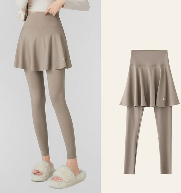 자칠 하이웨스트 요가레깅스 9부 치마팬츠 여성 데일리 스포츠