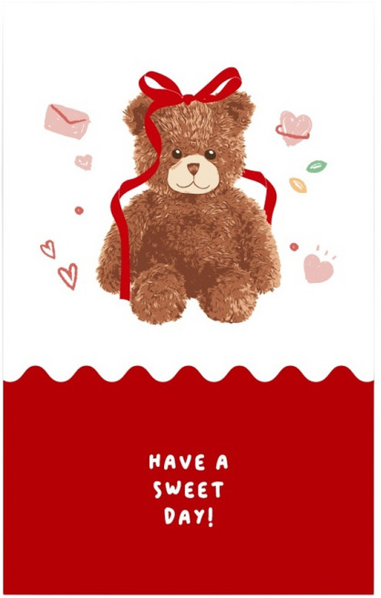 곰돌이 스윗데이 사각스티커 발렌타인데이 화이트데이 스티커, 100매