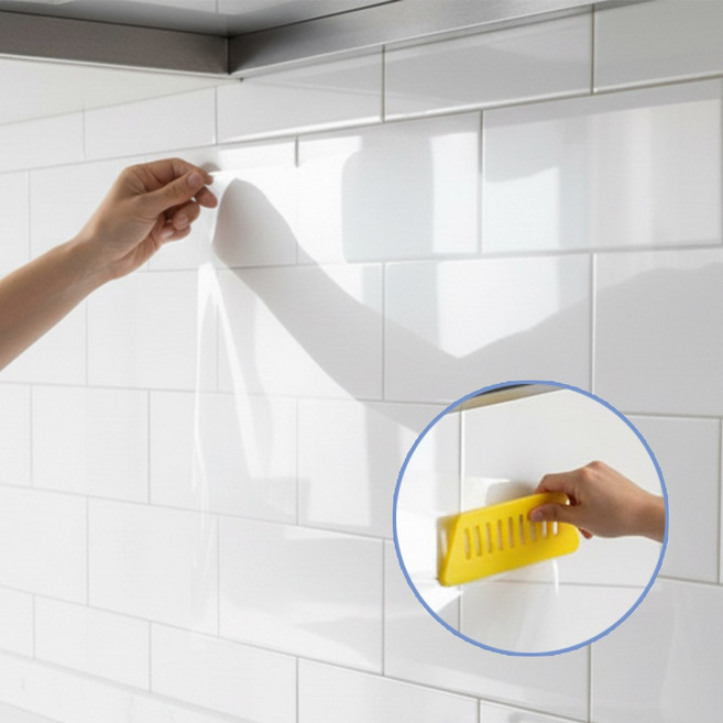 에버리즈 잘라쓰는 오염 방지 주방 투명 시트지 밀대 세트, 1세트