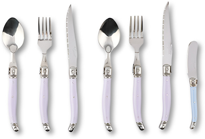 날다옥쓰 절삭력~굿 양식 나이프 2셋트 커트러리 라귀올, 1세트, 수저2p+포크2p+나이프2p+버터나이프1p, 연보라