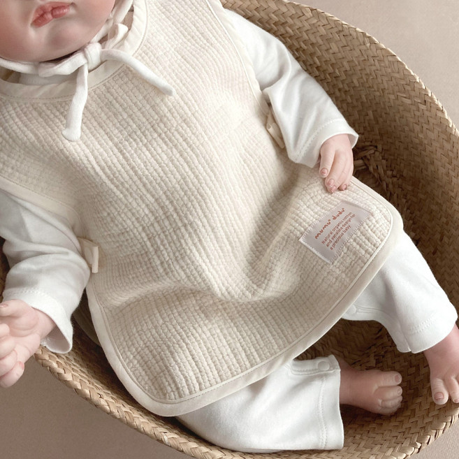 [무무앤두두] 조끼 턱받이 트리플거즈 7color(0~36개월), 1개, 무지아이보리-S(70~80), 1개입