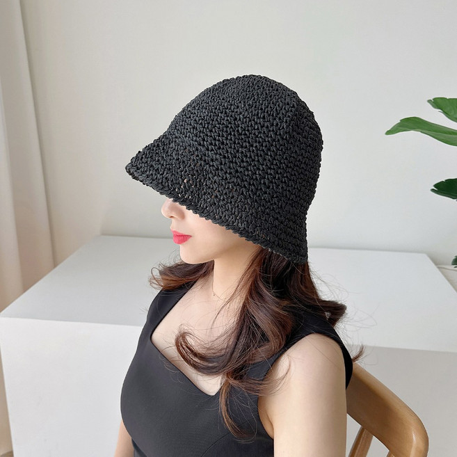 베리룸 휴양지 라탄 버킷햇 밀짚모자