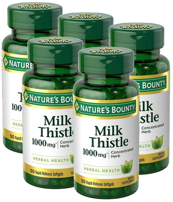 네이처스 바운티 밀크씨슬 1000mg 소프트젤 Nature's Bounty Milk Thistle 1000mg, 5개, 50정 - 쿠팡