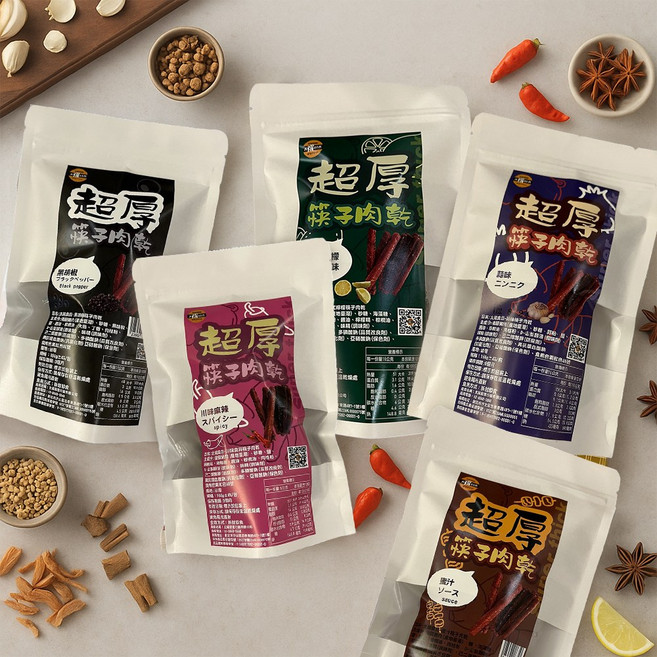 太禓創意SunFood 超厚筷子肉乾 綜合口味 (160g x 3包) 台灣豬, 160g, 1個