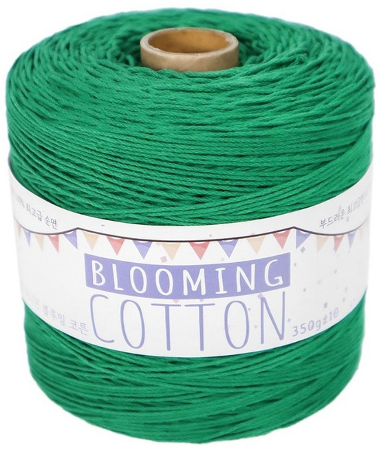 털실나라 미니콘 블루밍 코튼 18합 코마면사 뜨개실 350g, 18 초록, 1개