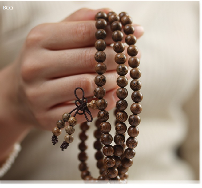 BCQ 천연 자단목 108 염주(8mm) 합장주 불교 원목 수공예 명상 기도용 팔찌 선물용, 1개, 기본 색상