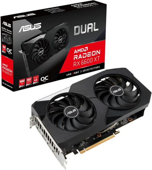 그래픽카드 게이밍 ASUS 듀얼 AMD 라데온 RX 6600 XT OC 에디션 8GB GDDR6 그래픽 카드AMD RDNA 2 PCIe 4.0 메모리 HDMI 2.1 디스플레이, Graphic Card, 1개