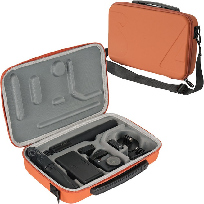 써니라이프 DJI 오즈모 액션6 어드벤처콤보 케이스+넥스트랩 액션캠 보호 카메라 수납 가방 액세사리, 오렌지
