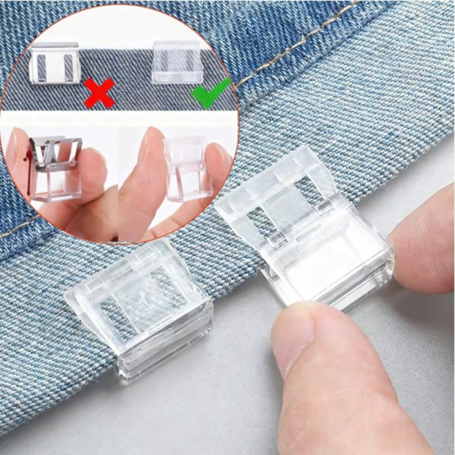 미블룸 안전하고 견고한 바지 기장 고정 클립 10P세트, 투명, 1개