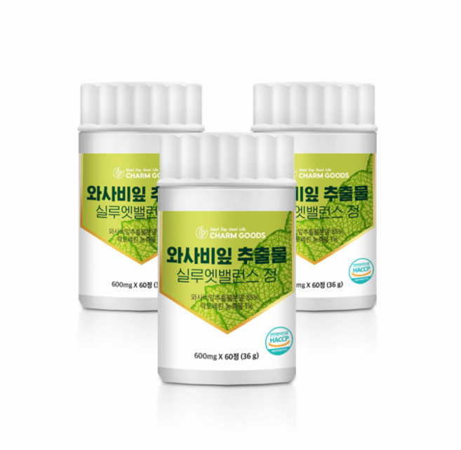 와사비잎 추출물 정 국산 100% 이소비텍신 와사비 입 추출물 시니그린 버닝 핏 효능, 3개, 60정