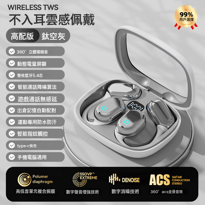 新款官方正品不入耳無線藍牙耳機骨傳導掛耳式超長續航大電量, 1個