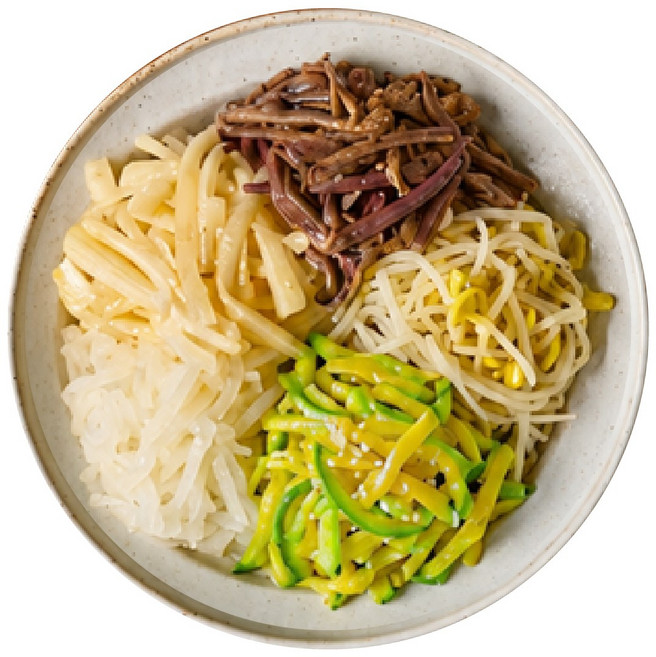 [집밥연구소] 비빔밥 풍성한 모듬나물 5종 세트 무나물볶음 + 도라지볶음 + 고사리볶음 + 콩나물볶음 + 호박채나물 비빔밥용 나물 재료 볶음, 1개, 300g