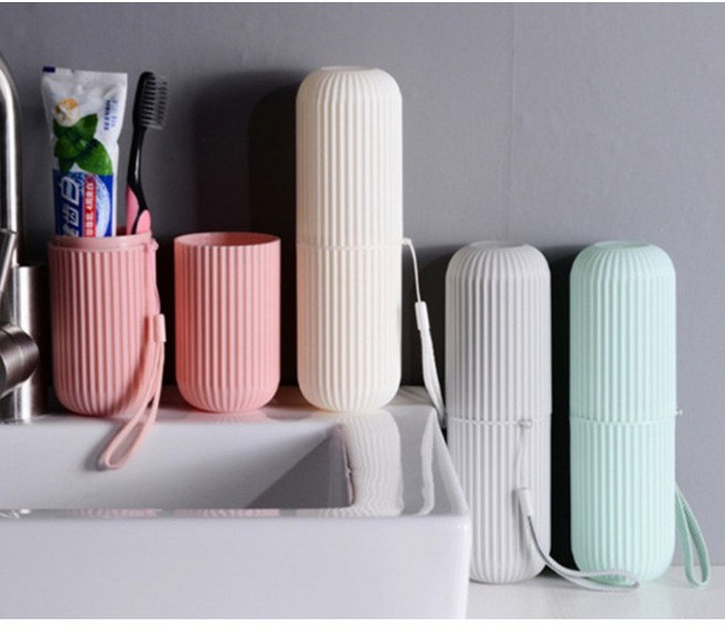 여행 캠핑 출장 휴대용 다용도 칫솔케이스 2P, 핑크2, 1세트