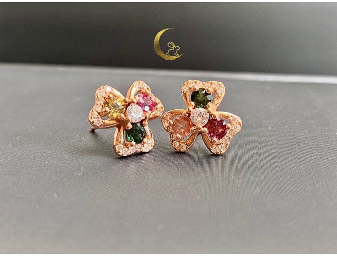 мσσи_нασ 設計款彩色碧璽耳針 10mm 簡約時尚 舒適佩戴