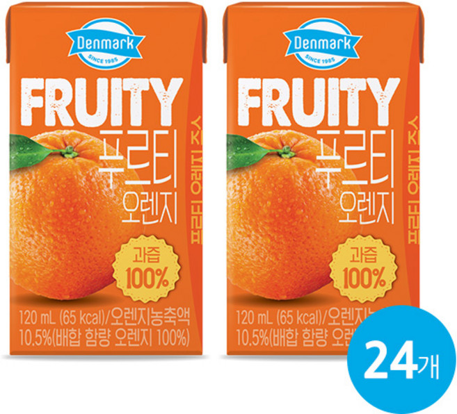 동원 푸르티 오렌지 과즙 주스, 120ml, 24개