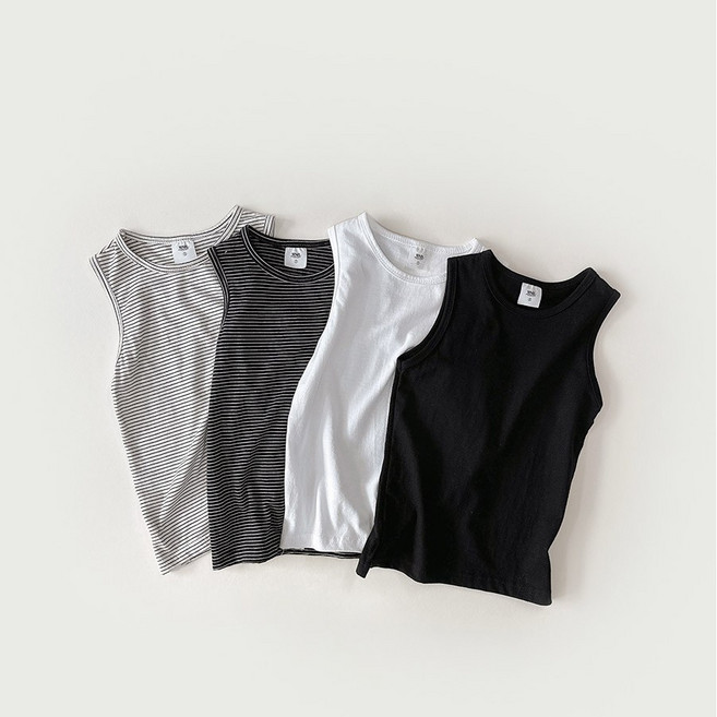 아동 주니어 공용 순면 베이직 기본 레이어드 민소매