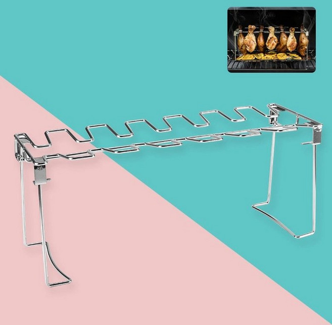 오븐 닭다리 랙 접이식 요리 주방 거치대 로스터 야외, 403 스테인리스 스틸 닭다리 랙, 1개