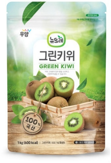뉴뜨레 국내산 냉동그린키위 1kg / 국산 무가당 홀, 3개