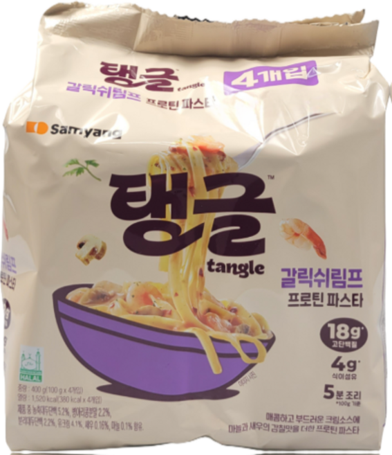 삼양 탱글 갈릭쉬림프 프로틴파스타 100g, 4개