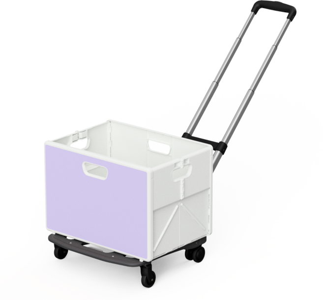 큐폴드 접이식카트 폴딩박스 세트 기본형 4바퀴 장바구니캐리어 핸드 쇼핑, 라벤더 박스 + 카트, 1세트