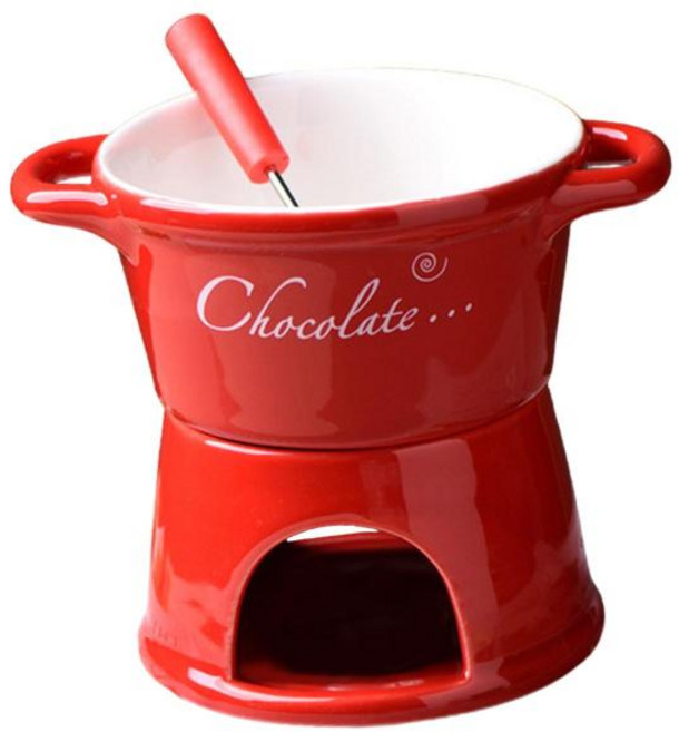GHSHOP 초콜릿 퐁듀 냄비 멜트 핫팟 볼 세트 버터 멜트 냄비 치즈 퐁듀 냄비 세라믹 버터 워머 세트 캔디 스낵 국물용, 8.5cmx12.2cm, 빨간색, 1개