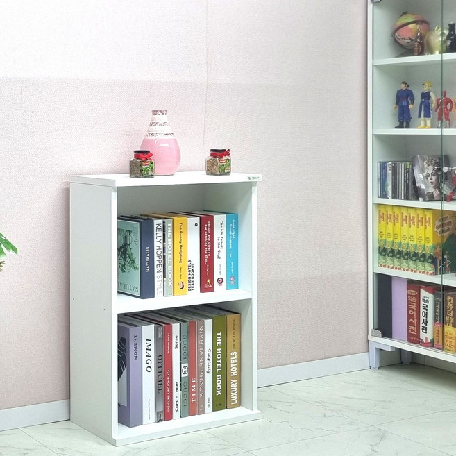 드림퍼니처 베이직696 깊이24cm A4화일 2단 책장 공간박스 책꽂이 피규어 장식장 진열장 다용도 수납장 소품 정리함 틈새장, 베이직696 깊이24cmA4화일가로50cm2단 화이트