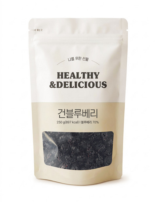 달콤쫀득 건블루베리 지퍼백 소포장 건과일 간식 요거트 토핑 샐러드 토핑 베이킹 재료, 1개, 250g