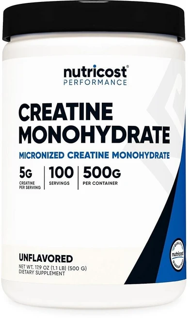 뉴트리코스트 크레아틴 모노하이드레이트 미립자 파우더 Nutricost, 500g, 1개 - 쿠팡