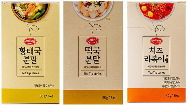 백호식품 델링 티팁 양념 분말 3종, 치즈라볶이+황태국+떡국, 30g, 1개