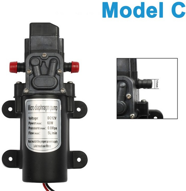 진공펌프 전기 다이어프램 워터 펌프 고압 세차 12V 60W 분당 5L 08MPA, 03 C_01 CHINA, 1개