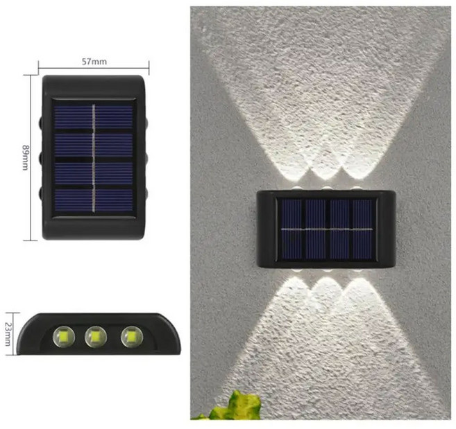 태양광 LED 야외 조명 센서 램프 가로등 외부 정원 장식 화환 방수, 6LED-warm Light, Black