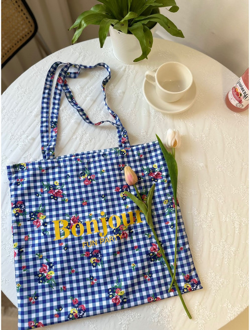 봉쥬르 미니 에코백 캔버스 플라워 숄더백