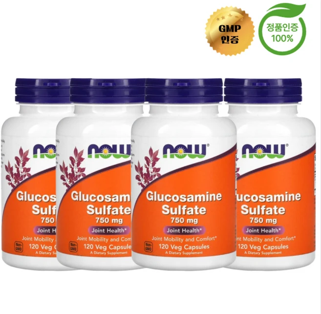 2+2 나우 푸드 글루코사민 황산염 750mg 120정, 4개 - 쿠팡